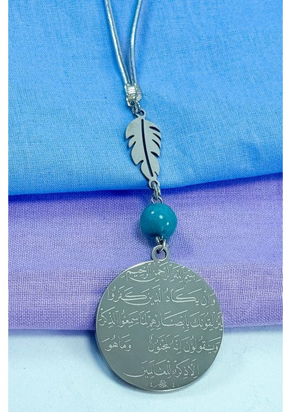 Yaprak Turkuaz Taşlı Komple Çelik Çift Taraflı Ayetel Kürsi Felak Nas Ihlas Araba Dikiz Ayna Süsü fiyatları