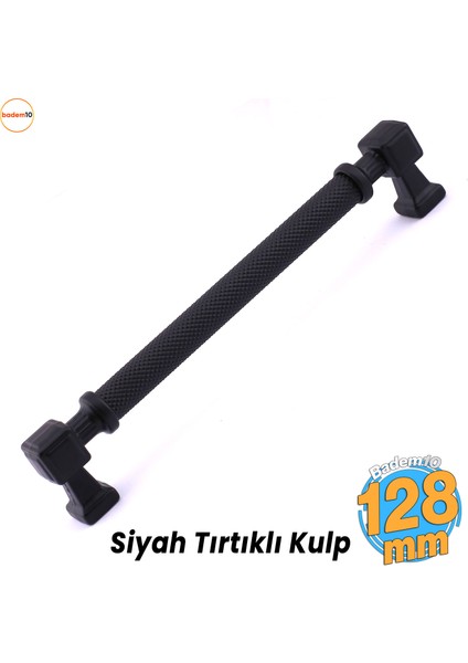 Grip Desenli Mat Siyah Metal Kulp 128 mm Mobilya Çekmece Mutfak Dolabı Dolap Modern Kapak Kulpları