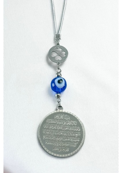 Cam Nazar Boncuklu Yonca Komple Çelik Çift Taraflı Ayetel Kürsi Felak Nas Ihlas Araba Ayna Süsü fırsatları