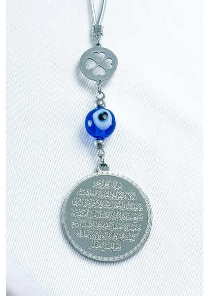 Cam Nazar Boncuklu Yonca Komple Çelik Çift Taraflı Ayetel Kürsi Felak Nas Ihlas Araba Ayna Süsü indirimleri