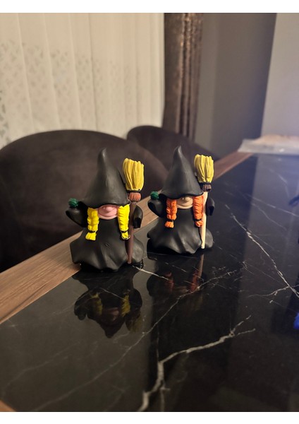 Elinde Süpürgesi Olan Cadı Biblosu Turuncu Saçlı Hallowen Cadı Biblosu modelleri