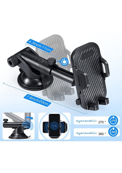 Akrobat Araç Için Güçlü ve Pratik Telefon Tutucu, Oto Aksesuar, Kolay Kullanım