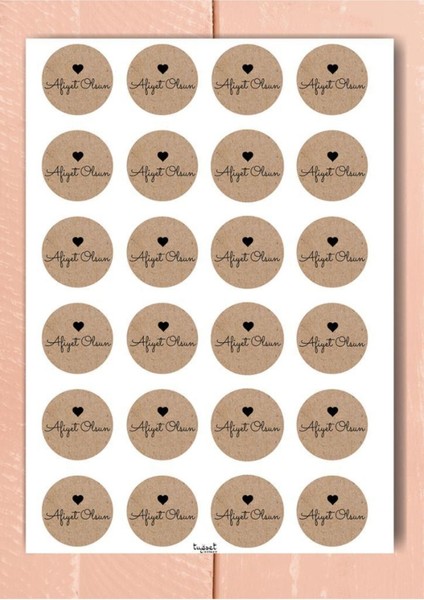 Kraft Sticker Etiket 4 cm 48 Adet Afiyet Olsun ETIKET-T496 1 Adet