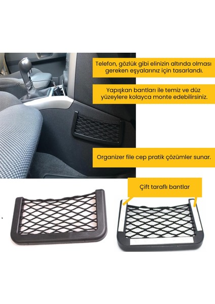 3 In 1 Araç Içi Universal Telefon Tutucu ve Organizer File Eşya Cebi Rüzgar Enerjili LED Lamba Hediyeli