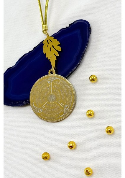 Yaprak Aksesuarlı Ayetel Kürsi Felak Nas Ihlas Komple Paslanmaz Çelik Araba Dikiz Ayna Süsü