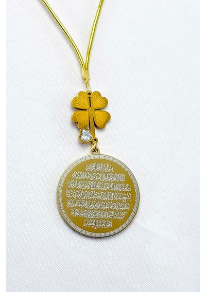 Dört Yapraklı Şans Yoncası Taşlı Ayetel Kürsi Felak Nas Ihlas Komple Paslanmaz Çelik Araba Ayna Süsü modelleri