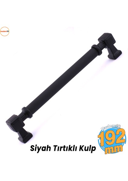 Grip Desenli Mat Siyah Metal Kulp 192 mm Mobilya Çekmece Mutfak Dolabı Dolap Modern Kapak Kulpları