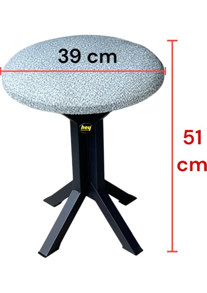 Hey Tabure Puf Makyaj Masası Sandalyesi Metal Sandalye Tekli Çap 39 x Yükseklik 51 cm