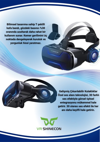 G02ED 3D Kulaklıklı Sanal Gerçeklik Gözlüğü 4.7-6.6 Inç Akıllı Telefonlarla Panoramik fırsatları