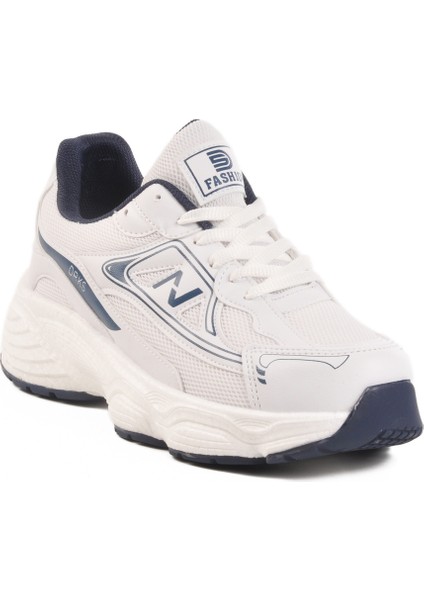 Beyaz Lacivert Fileli Unisex Spor Ayakkabı 182 G