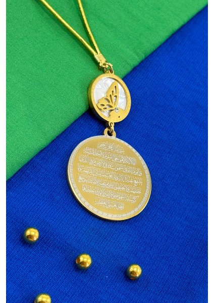 Sedefli Kelebek Ayetel Kürsi Felak Nas Ihlas Komple Paslanmaz Çelik Araba Dikiz Ayna Süsü modelleri