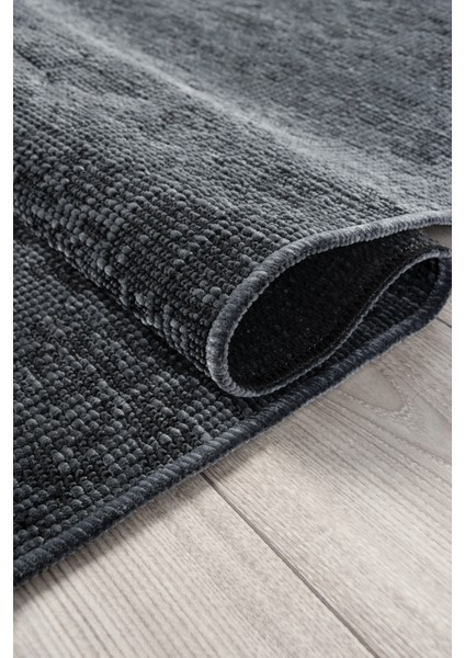 Lazer Antrasit Yumuşak Halı Salon Oturma Odası Pamuk ve Şönil Kaymaz Taban Yıkanabilir Kilim Çocuk Odası