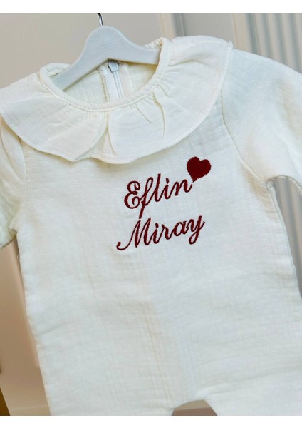 Insta Bebe Müslin Hastane Çıkış Seti Isimli Nakışlı %100 Pamuk (Battaniye Tulum Şapka Eldiven Zıbın Pijama)