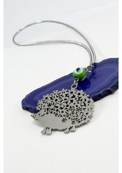 El Yapımı Yeşil Cam Nazar Boncuklu Çelik Sevimli Kirpi Figürü Araba Dikiz Ayna Süsü fırsatları