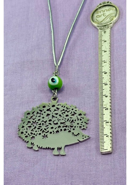 El Yapımı Yeşil Cam Nazar Boncuklu Çelik Sevimli Kirpi Figürü Araba Dikiz Ayna Süsü indirimleri