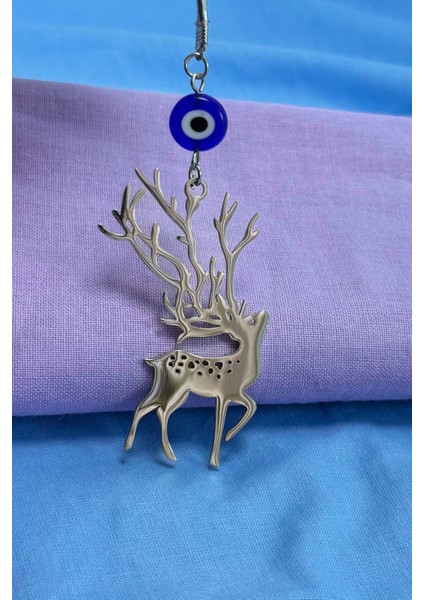 El Yapımı Yassı Cam Nazar Boncuklu Çelik Geyik Figürlü Araba Dikiz Ayna Süsü modelleri