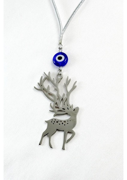 El Yapımı Yassı Cam Nazar Boncuklu Çelik Geyik Figürlü Araba Dikiz Ayna Süsü indirimleri