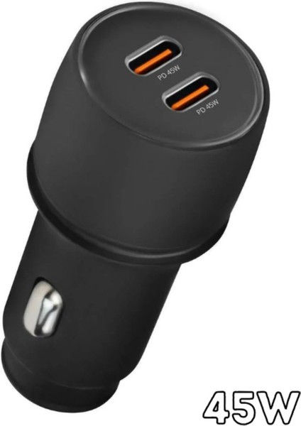 Type-C Araç Şarj Soketi 45W Pd Hızlı Şarj Uyumlu, Telefon ve Tabletler Için Ideal