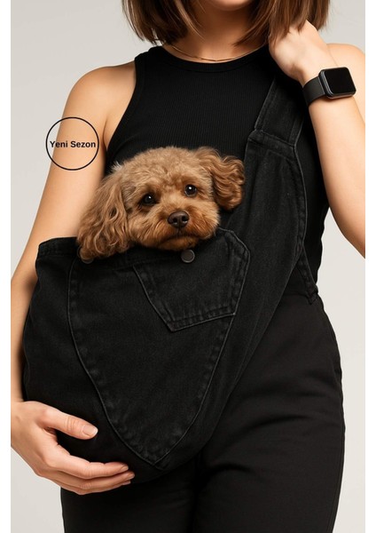 Kedi ve Köpek Taşıma Çantası, Black Jean Köpek Taşıma Çantası, Köpek Ana Kucağı 0-8kg