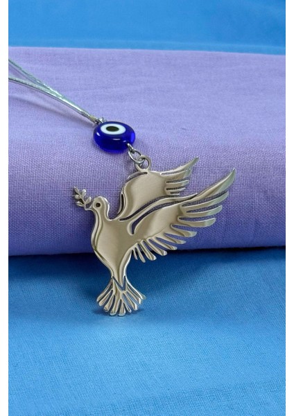 El Yapımı Yassı Cam Nazar Boncuklu Çelik Dal Tutan Kuş Figürü Araba Dikiz Ayna Süsü fiyatları