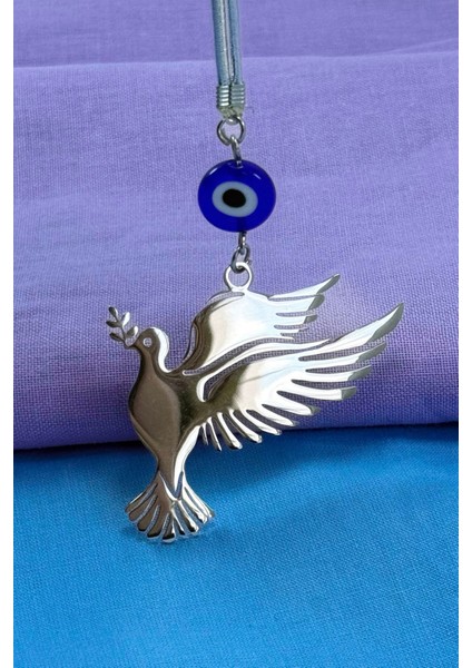 El Yapımı Yassı Cam Nazar Boncuklu Çelik Dal Tutan Kuş Figürü Araba Dikiz Ayna Süsü indirimleri