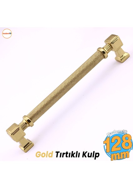 Grip Desenli Gold Altın Metal Kulp 128 mm Mobilya Çekmece Mutfak Dolabı Dolap Modern Kapak Kulpları