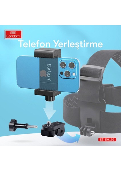 Aksiyon Kamera Uyumlu, Ayarlanabilir Lastikli Telefon Tutucu ve Vlog Video Çekim Aparatı