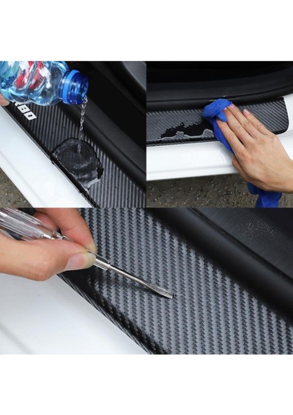 Fiat Egea Için Siyah Karbon Kapı ve Bagaj Eşiği Sticker Seti