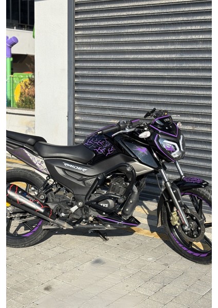 Mor Renkli 49 Parça Sticker Seti Tvs Raider 125 Için, Şık ve Eğlenceli Dekorasyon Hediye modelleri