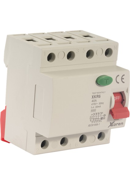 125A 6ka 300MA 4 Kutup (Elektronik-Ac Tip Yangın Koruma) Kaçak Akım Koruma Şalteri
