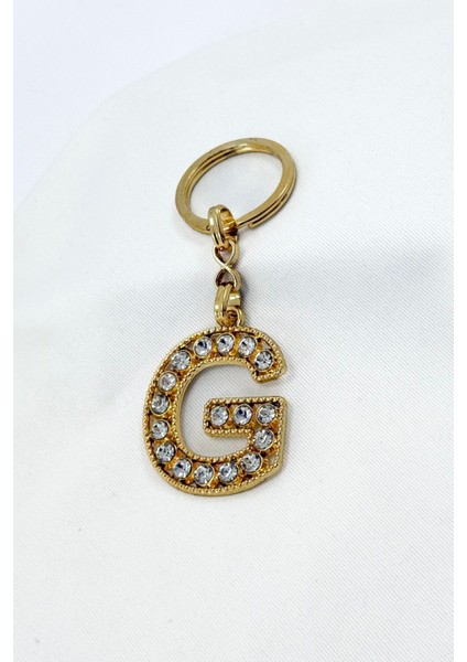 Gold Renkli Parlak Taşlı G Harfi Anahtarlık, Hediyelik Harfli Anahtarlık modelleri