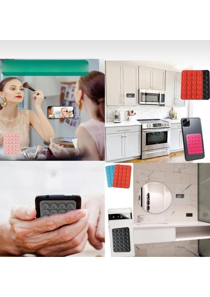 Pembe Silikon Vakumlu Cep Telefonu Tutucu, Kaymaz ve Güçlü Yapışkanlı Tasarım