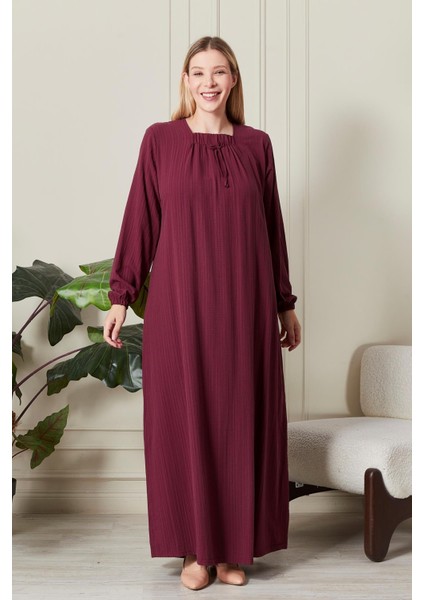 Kadın Büyük Beden Gofre Kumaş Kare Yaka Elbise modelleri