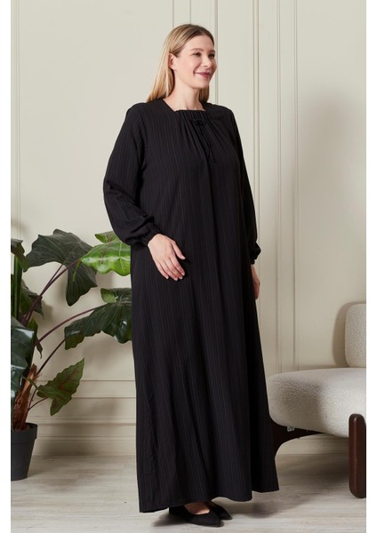 Kadın Büyük Beden Gofre Kumaş Kare Yaka Elbise fırsatları