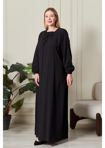 Kadın Büyük Beden Gofre Kumaş Kare Yaka Elbise indirimleri