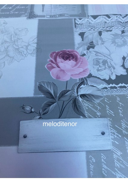 Astarlı Kaymaz Pudra Pembe Gül Motifli Kaymaz Pvc Muşamba Masa Örtüsü