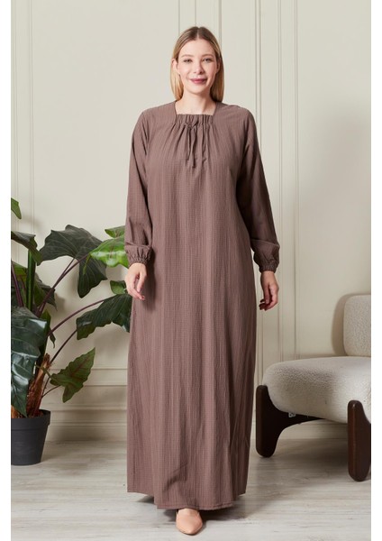 Kadın Büyük Beden Gofre Kumaş Kare Yaka Elbise modelleri