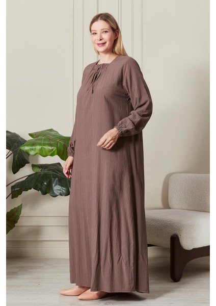 Kadın Büyük Beden Gofre Kumaş Kare Yaka Elbise indirimleri