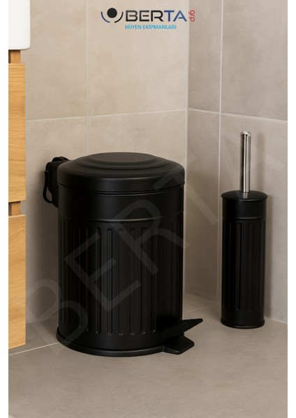 Vintage Banyo Seti Siyah Çöp Kovası 5lt Tuvalet Fırçası Lüks Model modelleri
