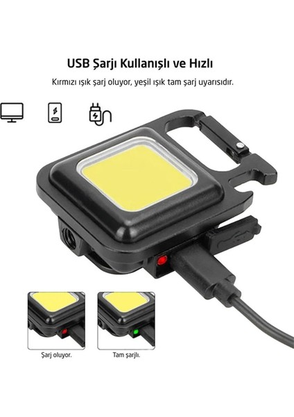 Mıknatıslı Mini LED El Feneri Anahtarlık Tipi Taşınabilir Kamp Lambası Şişe Açacağı 350 Lümen 2 Watt modelleri
