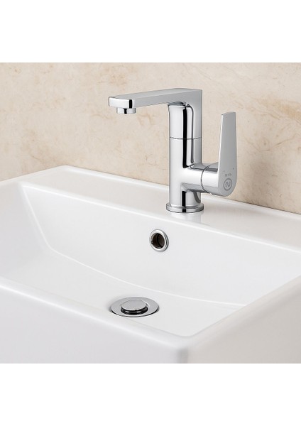Lavabo Bataryası Krom Banyo Lavabo Musluk Ağır Prinç Gövde Döner Boru Modern Lüks Armatür Gümüş Gri modelleri