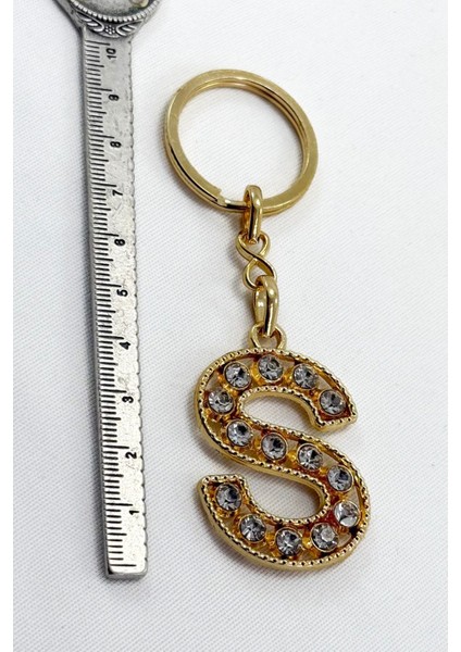 Gold Renkli Parlak Taşlı S Harfi Anahtarlık, Hediyelik Harfli Anahtarlık fırsatları
