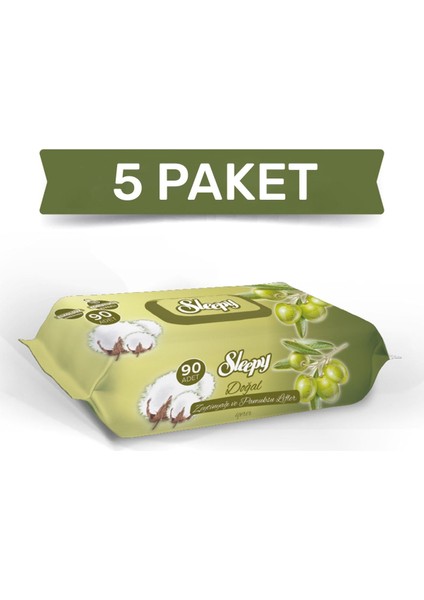 Zeytinyağlı Islak Havlu 5X90=450 Yaprak
