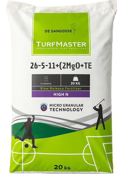 26-5-11+(2mgo)+Te Yavaş Salınımlı Çim Gübresi 20 kg - Yüksek Azotlu Spor Alanı Gübresi