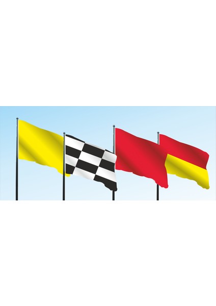 Can Kurtaran Bayrak Takımı, 4'lü Plaj bayrak Seti, 75x100cm Plaj Flamaları, Emniyet Flamaları fiyatları