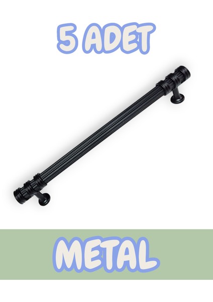 Çizgili Nesli Alüminyum Metal Lüks Modern Mobilya Çekmece Mutfak Dolabı Kulpu Siyah (5 Adet)
