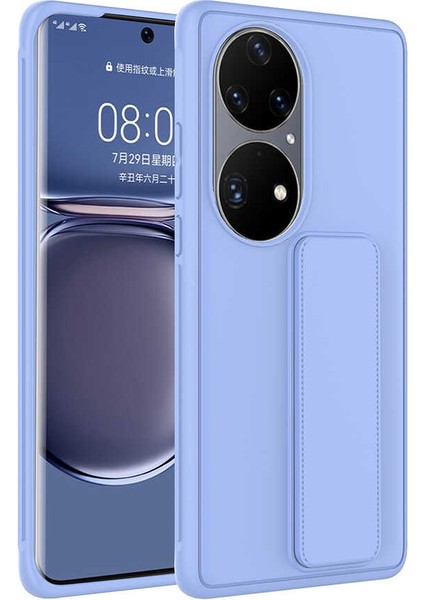 Huawei P50 Pro Kılıf Deri Görünümlü Standlı Renkli Kırılamz Qstand Kapak