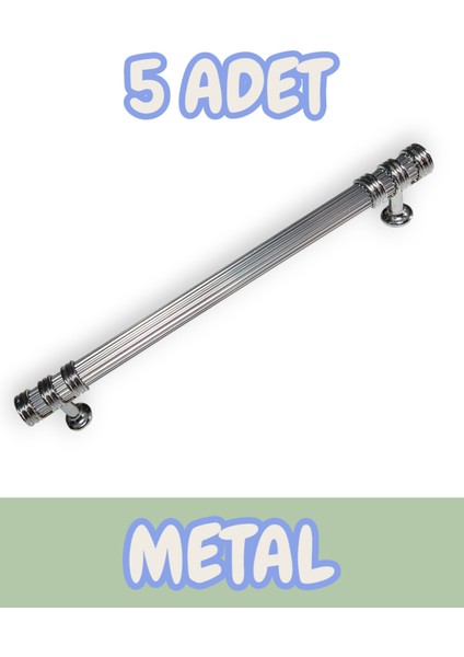 Çizgili Nesli Alüminyum Metal Lüks Modern Mobilya Çekmece Mutfak Dolabı Kulpu Krom (5 Adet)