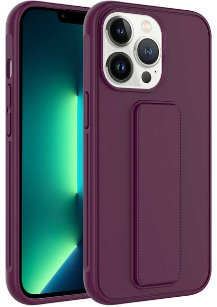 Apple iPhone 13 Pro Max Kılıf Deri Görünümlü Standlı Renkli Kırılamz Qstand Kapak