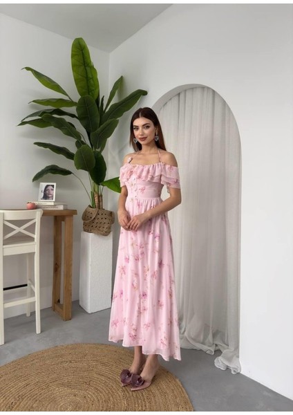 Elmi Çiçek Detaylı Elbise